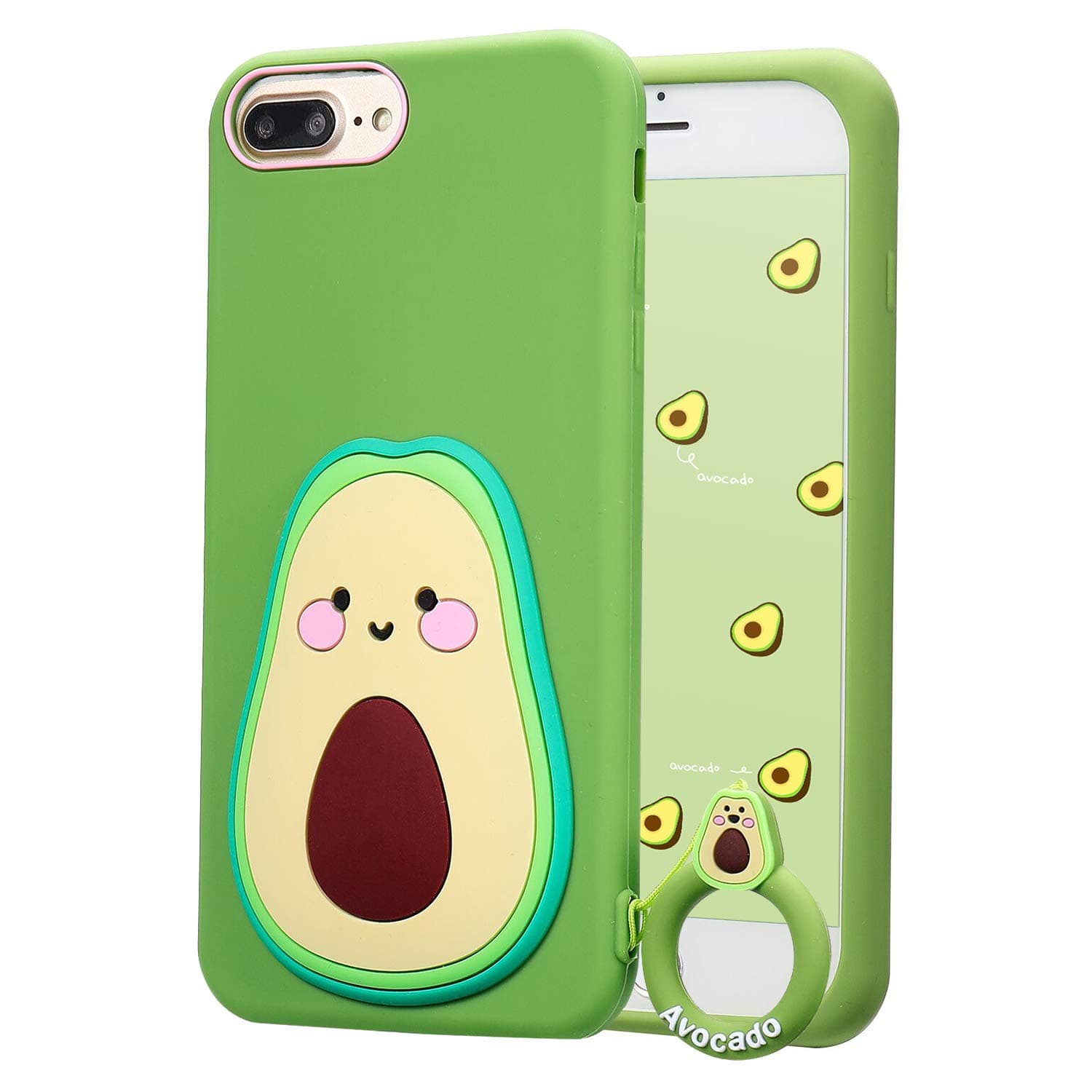 Coralogo for iPhone 8 Plus/7 Plus/6S Plus/6 Plus Case, 3D Cute Cartoon Funny,Silicone Character Shockproof Kawaii Fun Cover Cases for Girls Teens Kids iPhone 6 Plus/6S Plus/7 Plus/8 Plus 5.5”(Avocado)