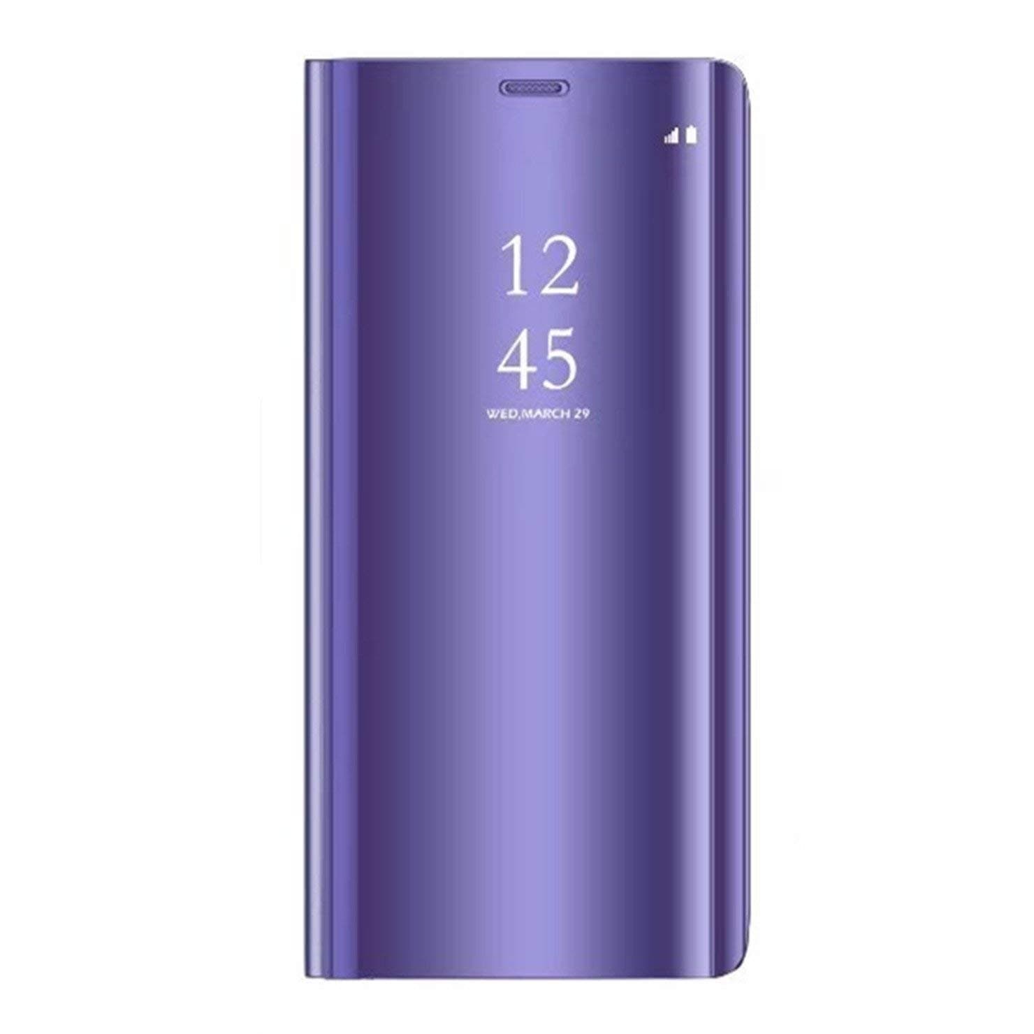 AIsoar Compatible/Replacement fit Galaxy Note 8 Case with Kickstand Mirror Clear View Window Flip Case Cover Slim Multi-Function Mirror Case S-View Stand flip Folio Full Body Protection Case (purple1)
