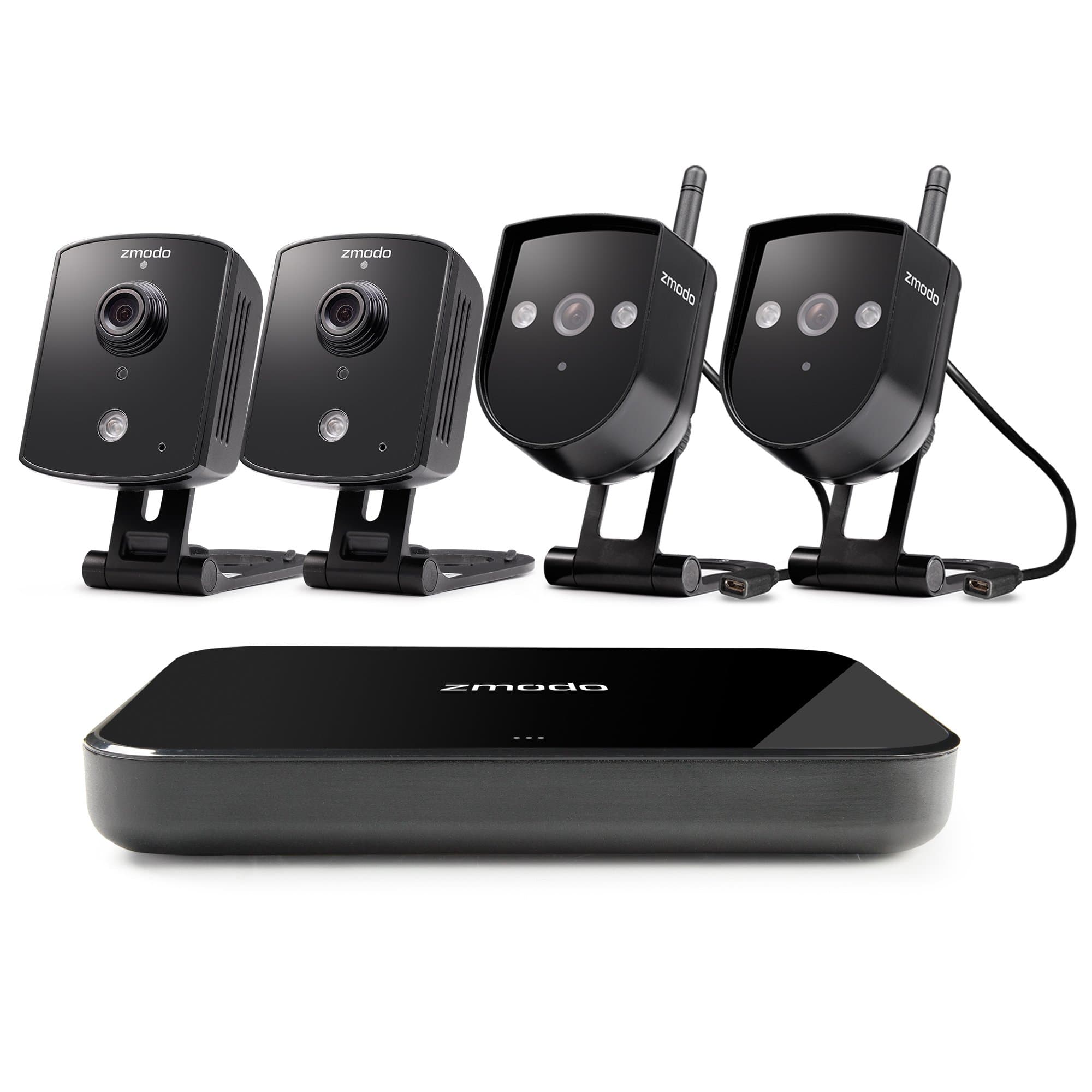 Zmodo Replay 4CH 720P Wireless Home Surveillance Security Camera System - 2 Outdoor & 2 Indoor IP Network Camera 4 Channel NVR Cloud Storage