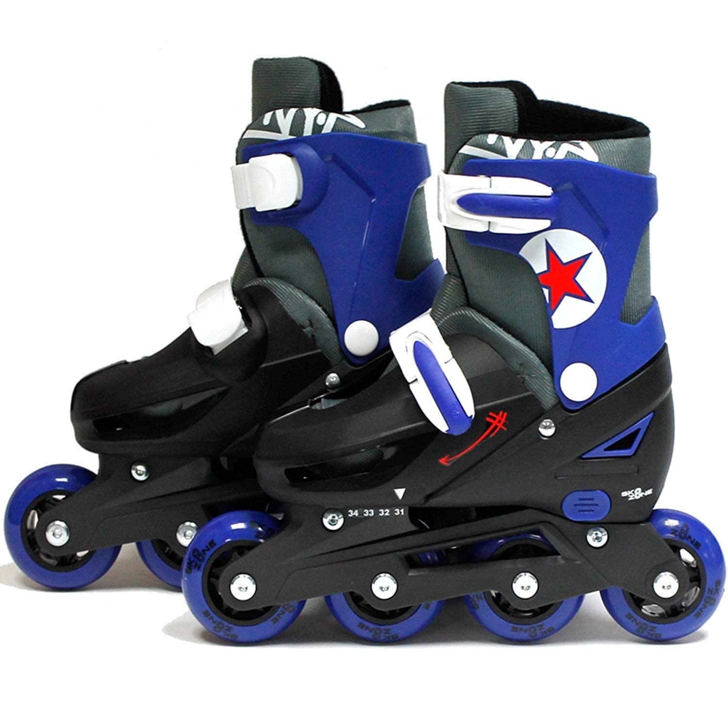 SK8 Zone Boys Blue Roller Blades Inline Skates Adjustable Size Childrens Kids Pro Skating New