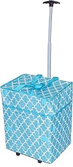 dbest products Bigger Smart Cart, Moroccan Tile Collapsible Rolling Utility Cart Basket Grocery Shopping Teacher Hobby Craft Art
