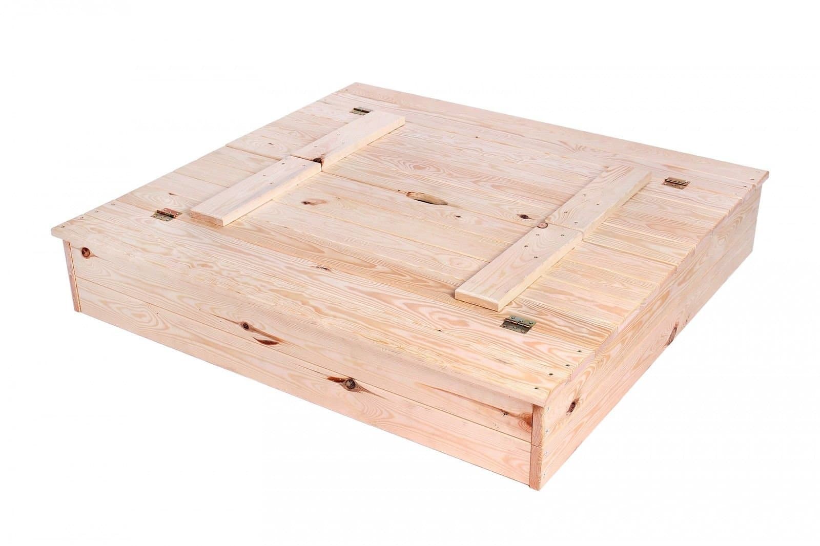 KAGU Sandpit Sand Box with Lid and Sandbox Solid Wood Storage Bench, Natural, 40 x 118 x 21 cm M00004663