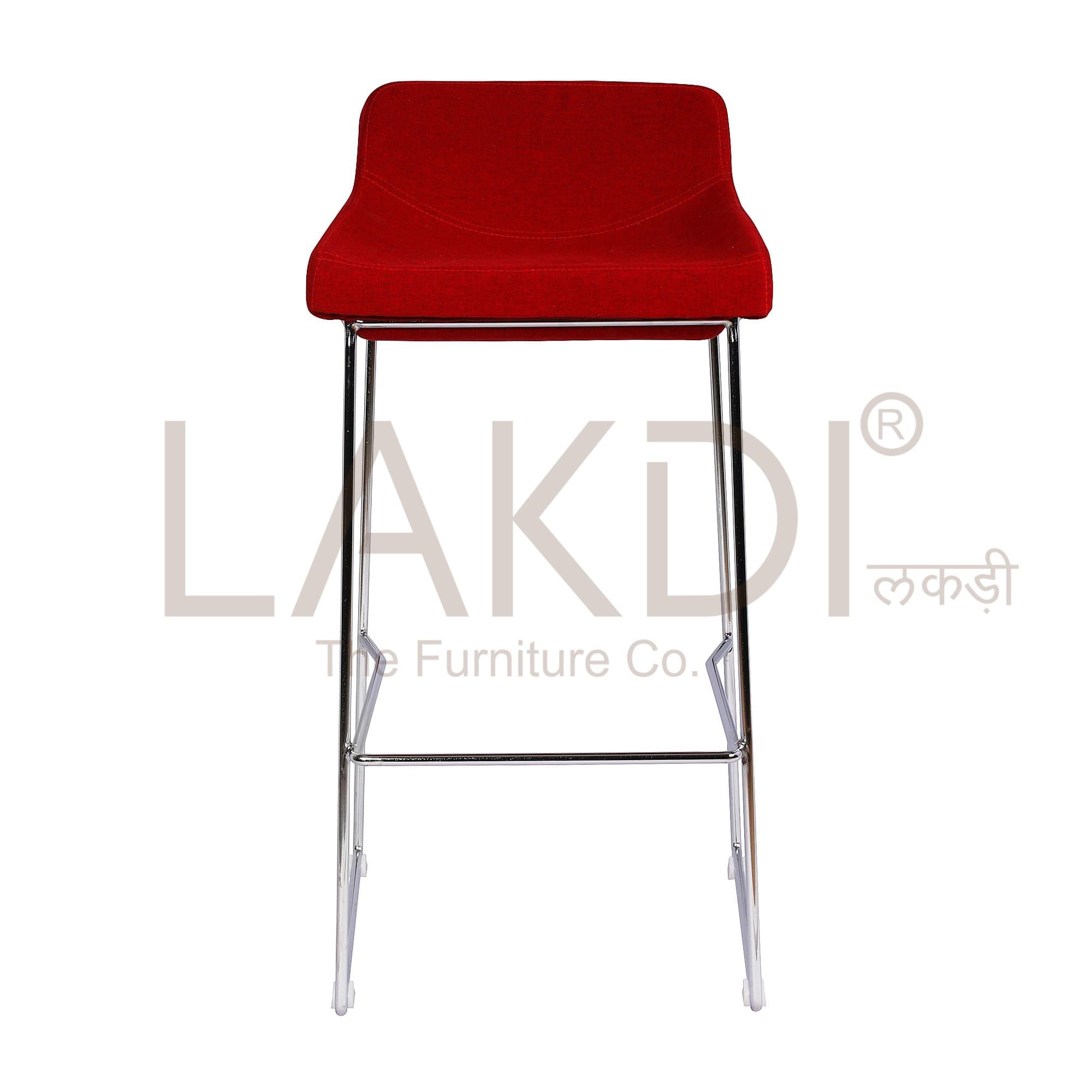 Lakdi Bar Stool for Cafe, Home (Red)