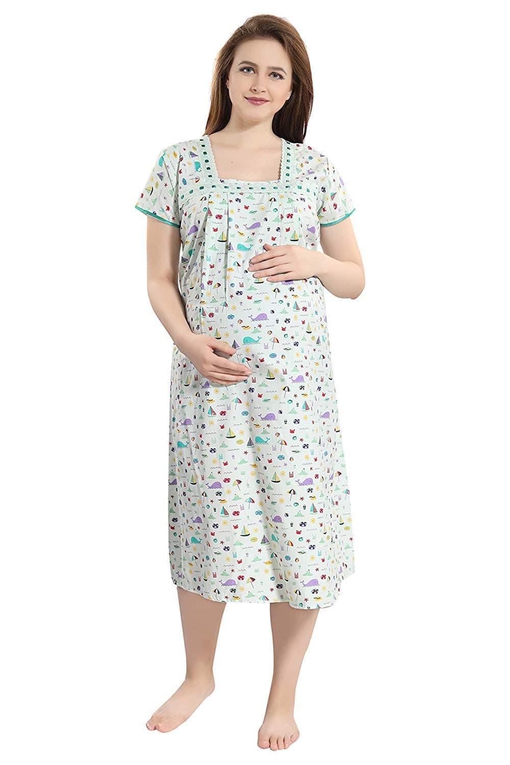 PIU Women's Printed Maternity Nighty