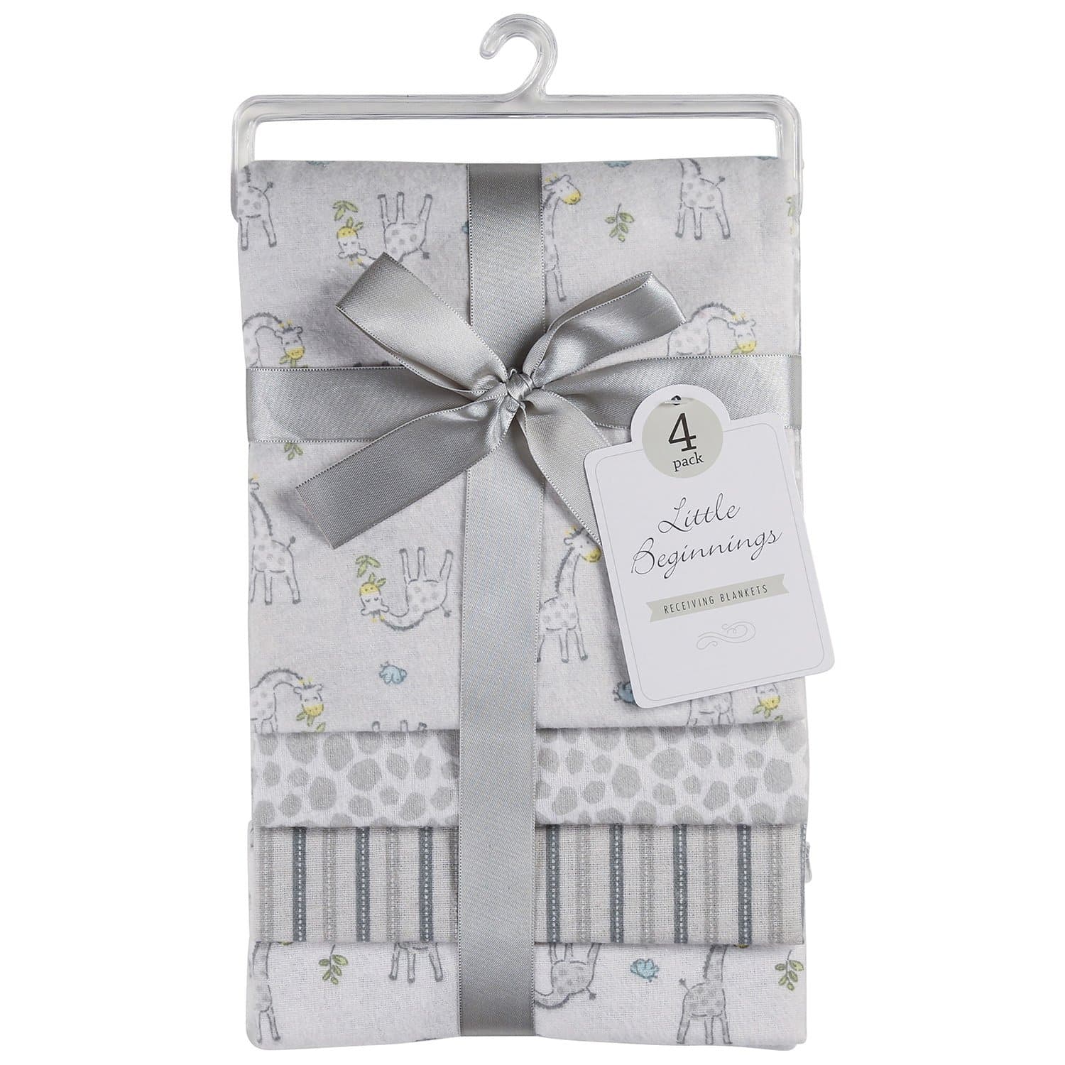 Little Beginnings 4 Pack Laddered Receiving Blanket, Giraffe Print