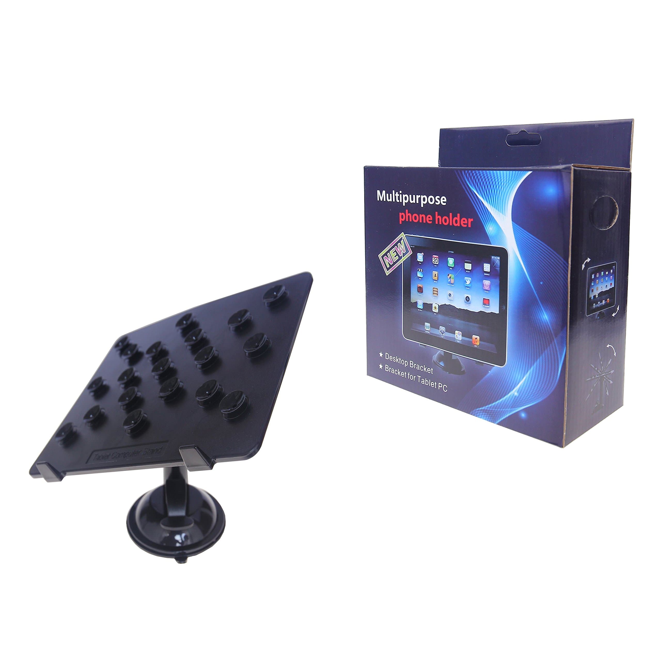 Tablet Stand, Universal Tablet Phone Holder Tablet Phone Bracket Car Mount with 19 Strong Suction Cup for Iphone Ipad Surface SAMSUNG Android Phone and Tablet（BLACK）