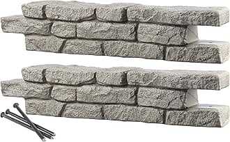 Rock Lock Interlocking Landscape Edging and Border System, Straight Section With Spikes, 4-Feet Long (Pack of 2)