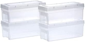 Chetan Plastic Storage Boxes, Transparent Containers, Medium Boxes With Lock System for Jewellery 25x9x10.5 Cm - Pack of 4 (Size No - 33)