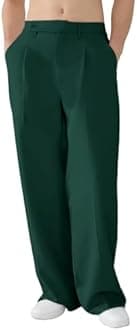 Susclude Mens Casual Dress Pants Pleated Old Money Wide Leg Baggy Pants Fall Relaxed Fit Slacks Work Trousers