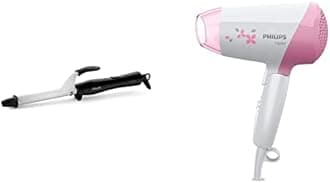 PHILIPS Curler (Bhb862) & Dryer (Hp8120/00) Combo, 1200 Watts, Black