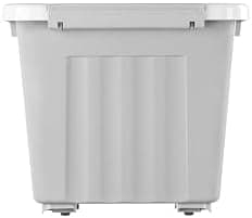 Cetomo 35L*6 Storage Boxes with Wheels, Plastic Storage Bin with Lid, Latching Buckles, Click Closure, Stackable, Nesting, Durable Organizer for Home Office Clothes, Gray, 35L-6 Pack