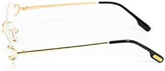 Street Knitted Rectangular Unisex Rimless Gold Wire Frame Luxury Trendy Old School Retro 90's Frameless Gem Cut Clear Lens Hip Hop Diamond Cut Eye Glasses For Men Women