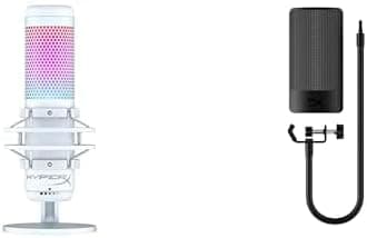 HyperX QuadCast S Standalone Microphone, White, 519P0AA+HyperX Shield Microphone Pop Filter 6X256AA