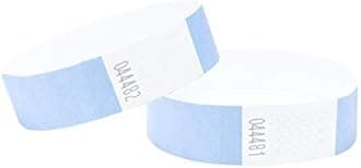 Wristbands Made from Dupont™ Tyvek® 3/4 inch 100 Pack, Paper Like Bracelets Used for Events, Nightclubs, waterparks etc. Sky Blue