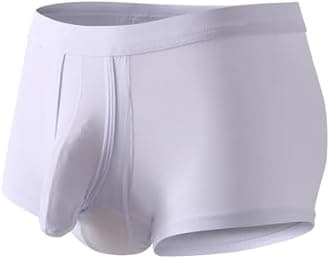 Men's Dual Pouch Underwear Short&Long Leg Bulge Boxer Briefs Separated Pouch Modal Trunks (US, Alpha, Large)