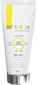360 Block Sunscreen Gel Blue Light SPF 50+ Water Resistant, Non oily