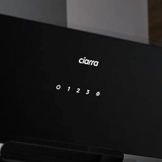 Ciarra CBCB6736F Class A+++ Inclined Cooker Hood - 60 cm 650m³/h - with Carbon Filter - Recycling or Evacuation - Touch or WiFi Control - Dimmable LED - 3 Speeds & Boost Function - Black