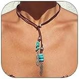 Roe Dolph Boho Choker Necklaces for Women Country Concert Outfits Accessories Brown Suede Choker Necklace Trendy Layered Leather Cord Necklace Western Turquoise Necklace Boho Western Jewelry Outfits