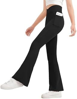 JOCMIC Girls Flare Leggings Kids Bell Bottom Pants Cross High Waisted Dance Yoga Flared Leggings