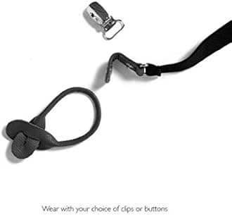 JJ SUSPENDERS Genuine Leather Suspenders For Men with Elastic Strap & Interchangeable Clips