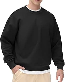 THE GYM PEOPLE Men's Fleece Crewneck Sweatshirt Thick Loose fit Soft Basic Pullover Sweatshirt