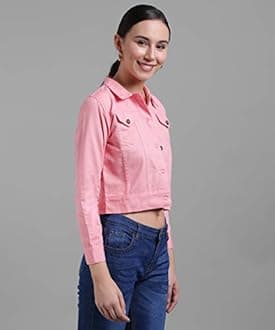 FUNDAY FASHION Women's Cotton Blend Self Design Plain Cotton Standard Length Blouson Jacket