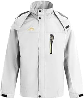 Spmor Men's Outdoor Sports Hooded Windproof Jacket Waterproof Rain Coat