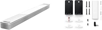 Bose Smart Soundbar 900 Dolby Atmos with Alexa Built-in, Bluetooth connectivity - White & Wall Bracket Soundbar Wall Bracket Black (802171-0010)