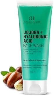 Botanic Hearth Jojoba & Hyaluronic Acid Cleanser Face Wash | Hydrating Face Wash with Vitamin E & Rosemary Leaf Extract | Nourishes & Hydrates | For Women & Men | Sulphate & Paraben Free | 100ml