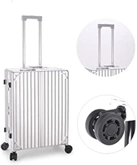 AAGAZA Aluminum Rolling Makeup Case Beauty Makeup Trolley Case LED Light Mirror Case Silver Suitcase Folding Table Bag /1252 (Color : Silver, Size : 40 * 22 * 52cm)