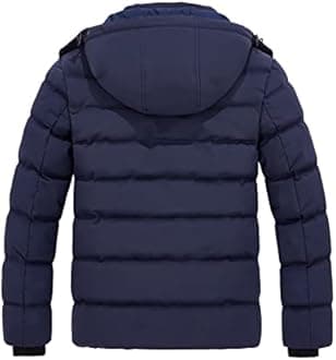 Wantdo Men's Hooded Winter Coat Warm Puffer Jacket Thicken Cotton Coat with Removable Hood