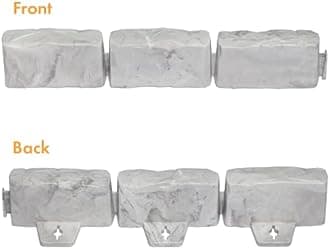 EasyFlex No-Dig Landscape Edging with Anchoring Spikes, 2.7 in. Tall Decorative Stone-Look Garden Border, 15 Foot Kit, Light Gray (3602G-15C)