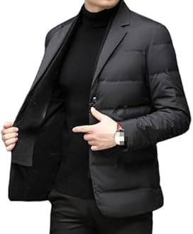 JEsilunmaMY Men's Suit Collar Insulated Puffer Jacket Winter Thermal Business Blazer Down Coats Windproof Padded Puffy Coat