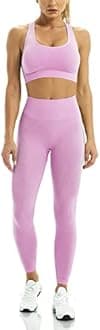 WodoWei Women 2 Piece Workout Outfits Sports Bra Seamless Leggings Yoga Gym Activewear Set