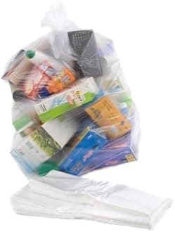 Clear Recycling Bin Bags (Pack of 20) - 64 Gauge Bin Liners, Clear Plastic Bags for 40L-90L Bins, Ideal for Recycling and Waste - Large Refuse Sacks 18” x 29” x 39”