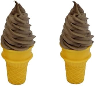 LONG XIN SERIES 2 Pcs Simulated Ice Cream Artificial Lifelike Ice Cream Fake Ice Cream Food Model for Home Kitchen Cabinet Desk Shops Party Decor Sample Display Photography Props(Coffee)