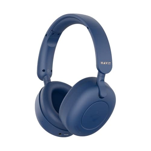 HAVIT H655BT Hybrid Active Noise Cancelling Bluetooth Headphones, 76H Wireless Over-Ear Headphones with AI Call Noise Cancellation, Low Latency Mode, 40mm Drivers, Hi-Res Audio, for Gym, Running, TV