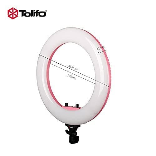 Tolifo 18'' LED Ring Light Kit with Light Stand, Mirror, Phone Holder and Carrying Bag for Camera,Smartphone,YouTube Video,Self-Portrait Shooting