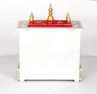 Kamdhenu art and craft Wooden Temple Home Temple Pooja Mandir Pooja Mandap Temple for Home ( White & RED )