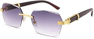 Hycredi Rimless Rectangle Sunglasses Men Women Retro Frameless Square Shade Y2k Sun Glasses Tinted Eyewear