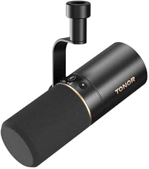 TONOR Dynamic Podcast Microphone, XLR/USB Mic for Recording, Streaming, XLR Cardioid Studio Mic with Quick Mute, 3.5mm Headphone Jack, Volume Control Microfono, 200 cm/78inch Cable, TD510