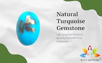 Divine Spirituals AAA Grade Natural Turquoise Gemstone Lab-certified Premium Feroza/Firoza Cabochon For Protection, Healing & Jewelry For Men & Women approx. 10-12 carat