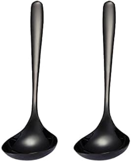 2-Pack Black Soup Ladle 304 Stainless Steel Spoon Kitchen Serving Sauce Server