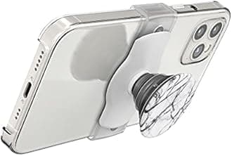 PopSockets Phone Grip Slide for Phones and Cases, Sliding Phone Grip with Expanding Kickstand - White Dove Marble