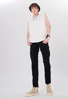 Plaid&Plain Men's Cargo Pants Slim Fit with Articulated Knees