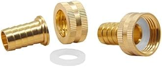 Hooshing 2PCS 5/8" Barb x 3/4" Female GHT Brass Water Hose Adapter with Stainless Clamp