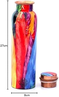 DSH Copper Bottles for 1 Litre Printed with Modern Art, Travelling Purpose Bottles, Yoga Ayurveda Healing, 1000 ML (Design SM12)