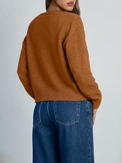 Trendy Queen Cropped Cardigan Sweaters for Women Lightweight Crop Knit Y2k Fall Outfits Fashion Clothes 2025 Brown XL