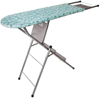 Peng Essentials Multicomfort Ironing Board with Ladder for Clothes| Foldable & Height Adjustable Ironing Board Table with Ladder and Iron Holder, Size- 122x33 cm, (Green)