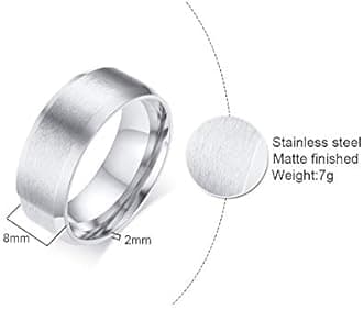 VNOX Customisable Personalised Stainless Steel Brushed Finish Round Simple Band Ring for Men,Size J 1/2-Z 1/2,Free Engraving